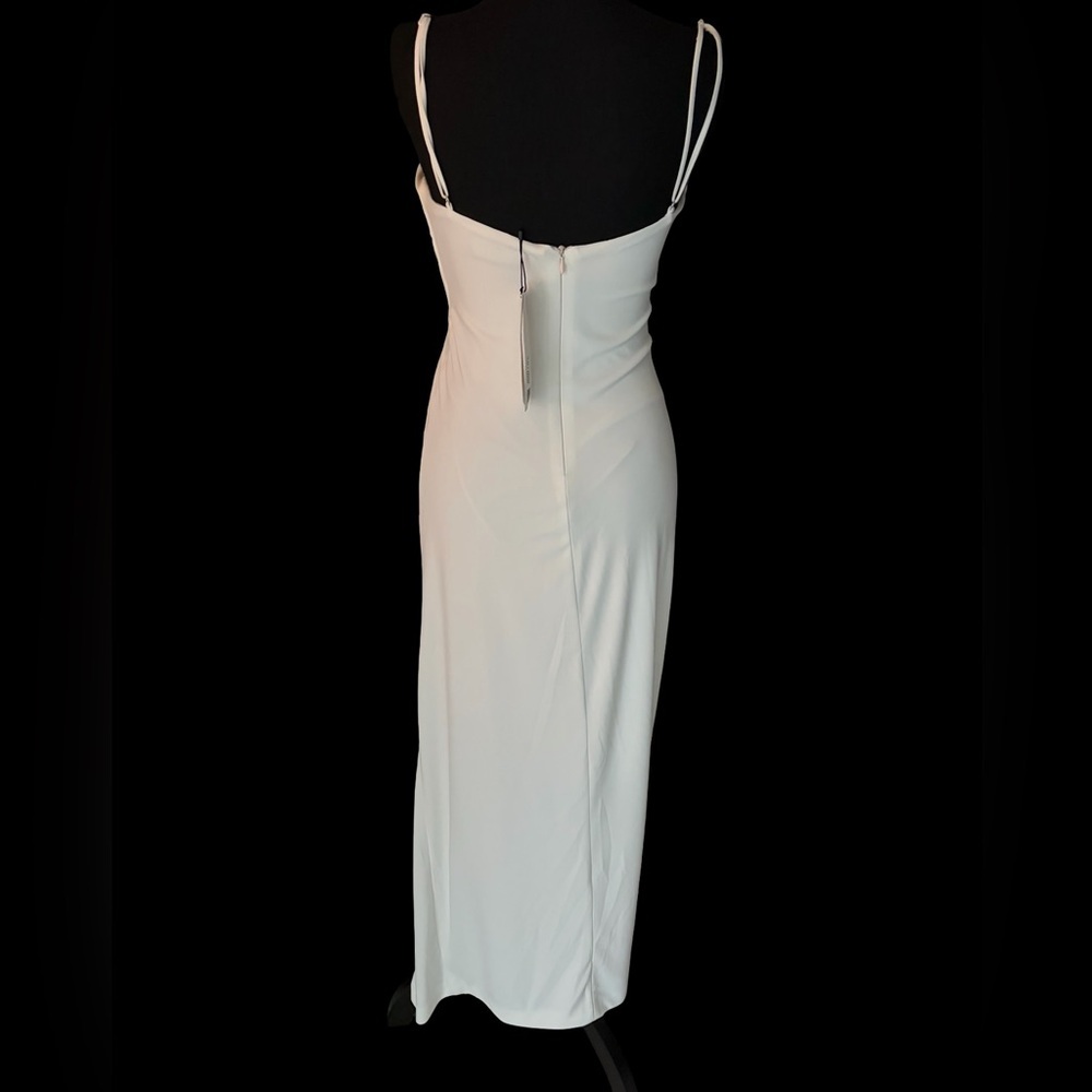Zara White Strap Ruched Side-Tie Midi Dress - Picture 4 of 8